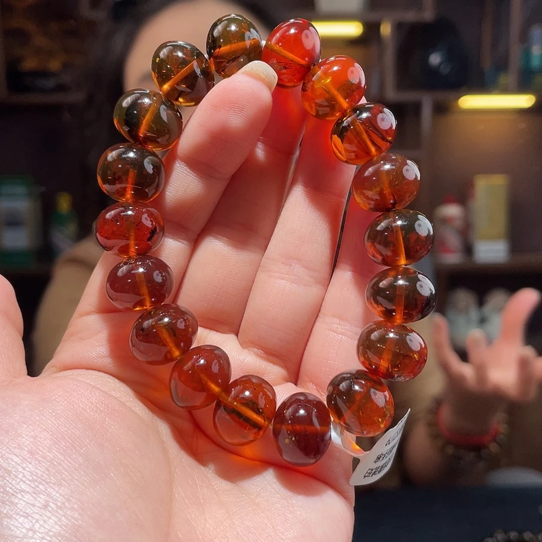 未镶嵌琥珀手链14m红