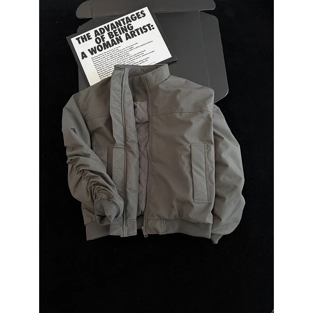 美式三防立领棉服夹克男款秋冬季设计感高级感bomber廓形棉衣外套