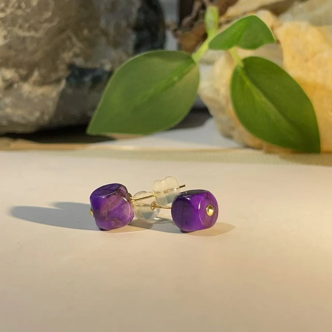 舒俱来魔方泥地樱花紫耳钉/6.5mm+/AZB3640