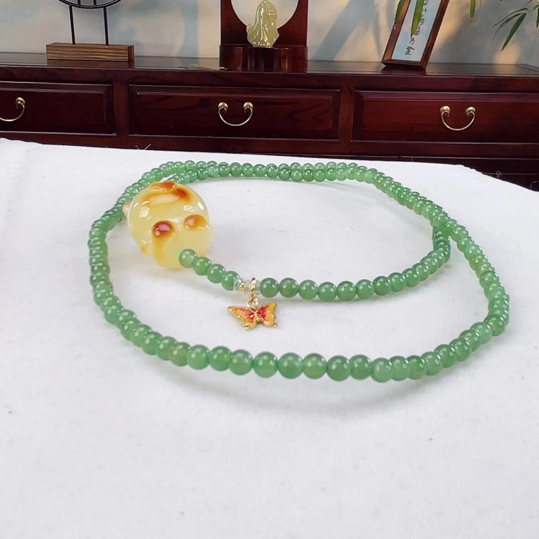 蜜蜡颈饰18K金镶嵌蜜蜡