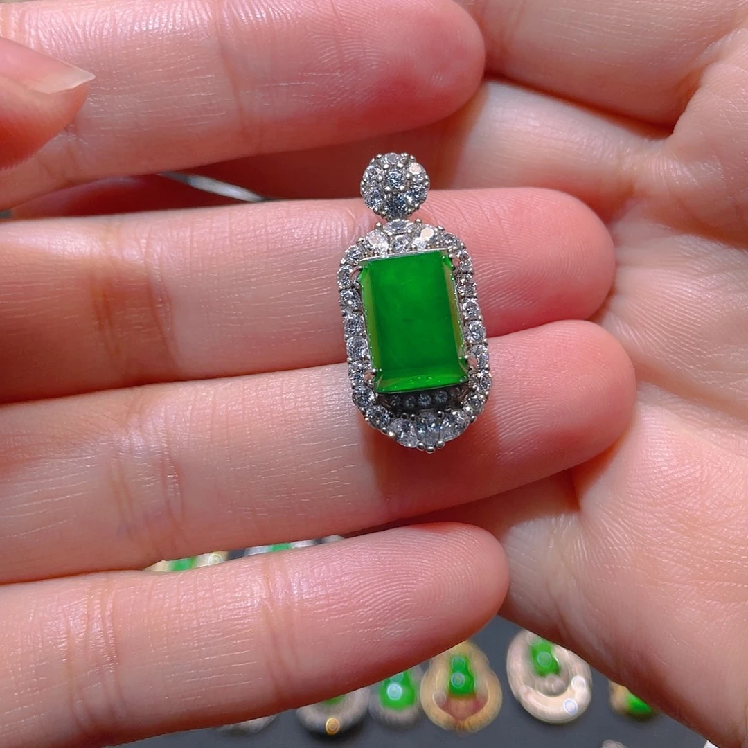 翡翠银S925镶嵌吊坠(不含链)