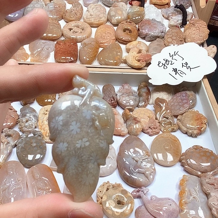 颈饰未镶嵌硅化珊瑚（珊瑚玉）