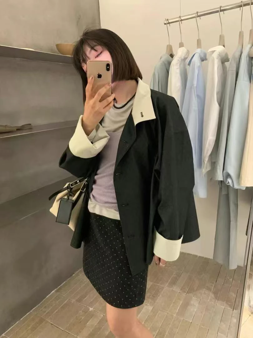 NUT新款 慵懒随意宽松感觉的卷边风衣外套