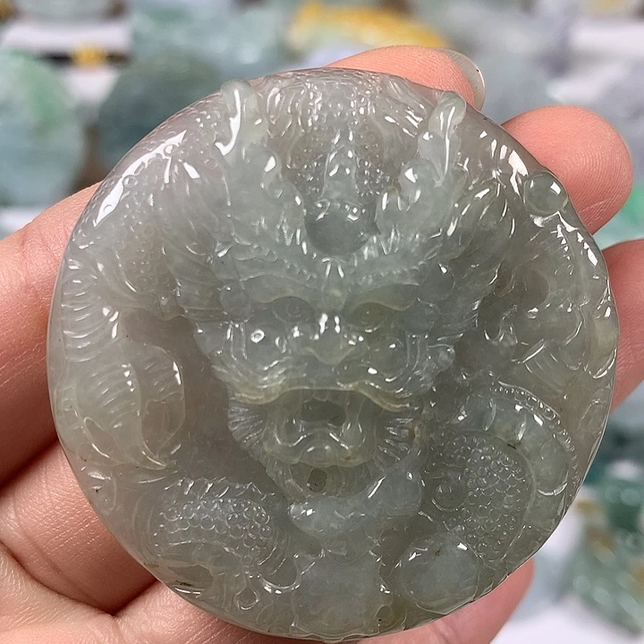 翡翠未镶嵌颈饰龙行天下两面工艺福利洒黄翡福利福利