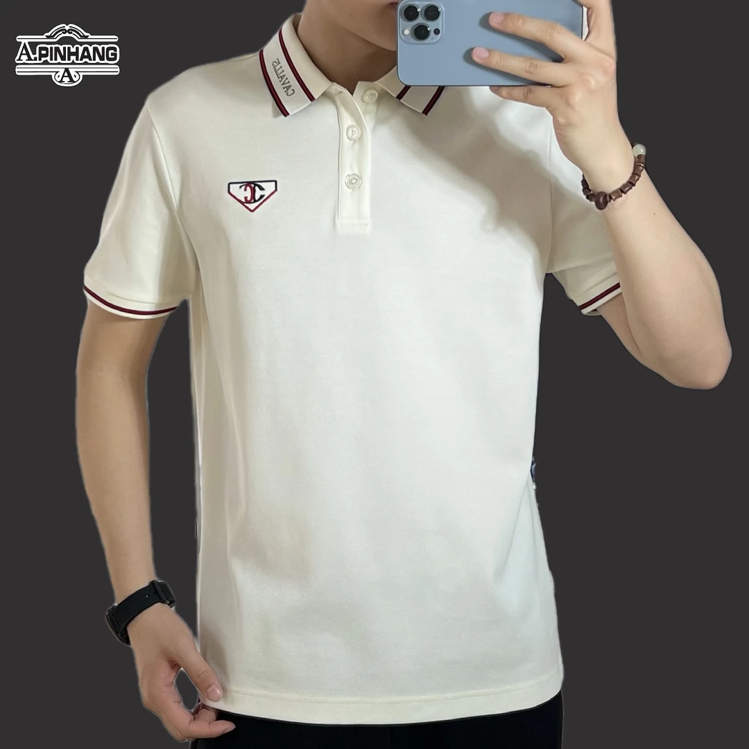 卡沃利夏季新款短袖纯色Polo衫短领polo衫男百搭潮流翻领-88307