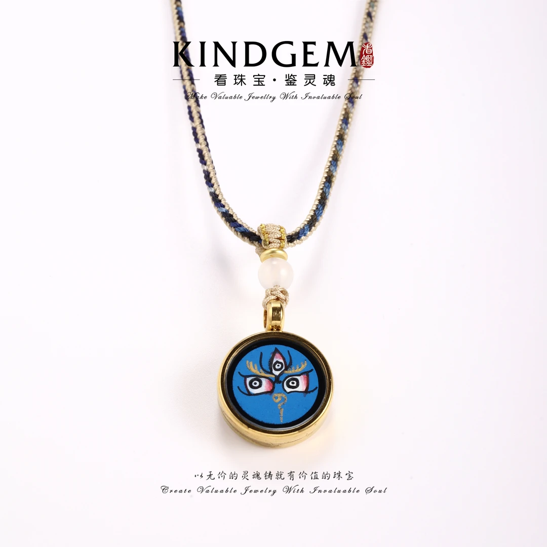 KindGem唐卡-黑财神（鼠、猪）-双面手工项链（62cm）C-32751