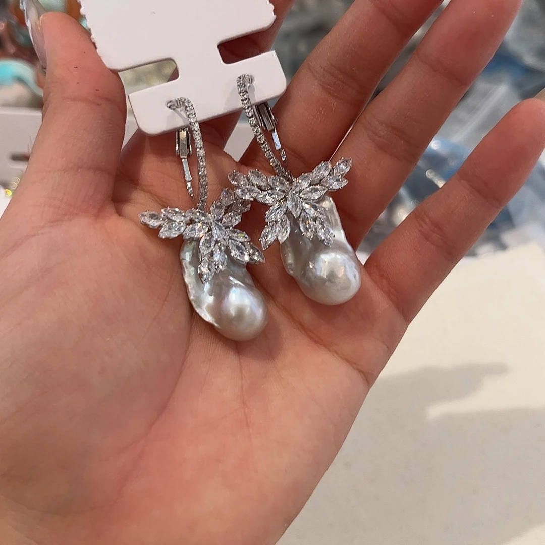 合金淡水珍珠耳饰