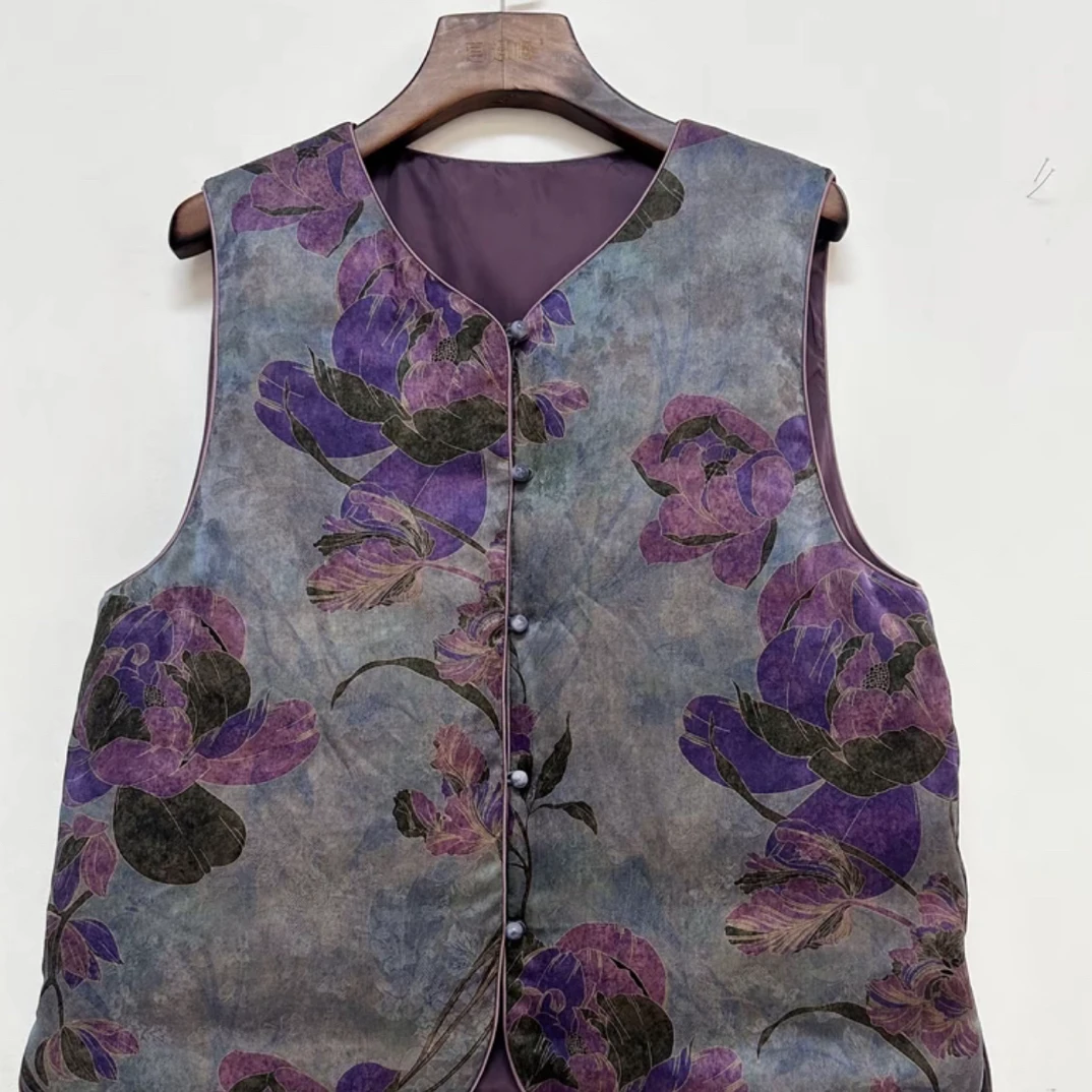 莲遇曦 三色芍药 鹅绒马甲女装绒服1m1113822
