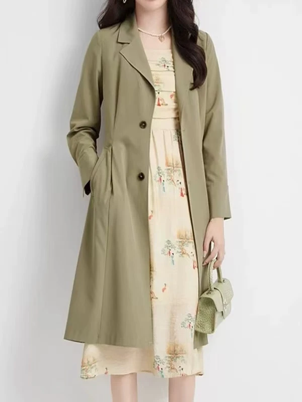 【A995】2025新款女士百搭修身显瘦时尚洋气收腰长款风衣