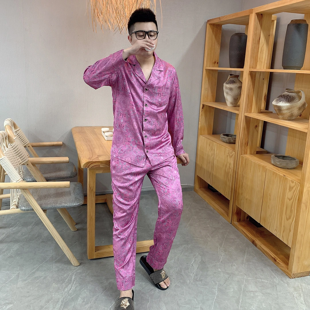 男士大码长袖睡衣套装2025奢华高品质时尚休闲可外穿家居服两件套