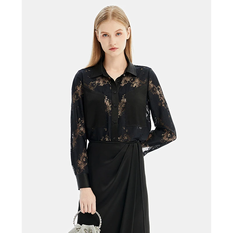 莱芙·艾迪儿财阀千金外穿复古春季春夏印花长袖衬衫上衣1V1C34170