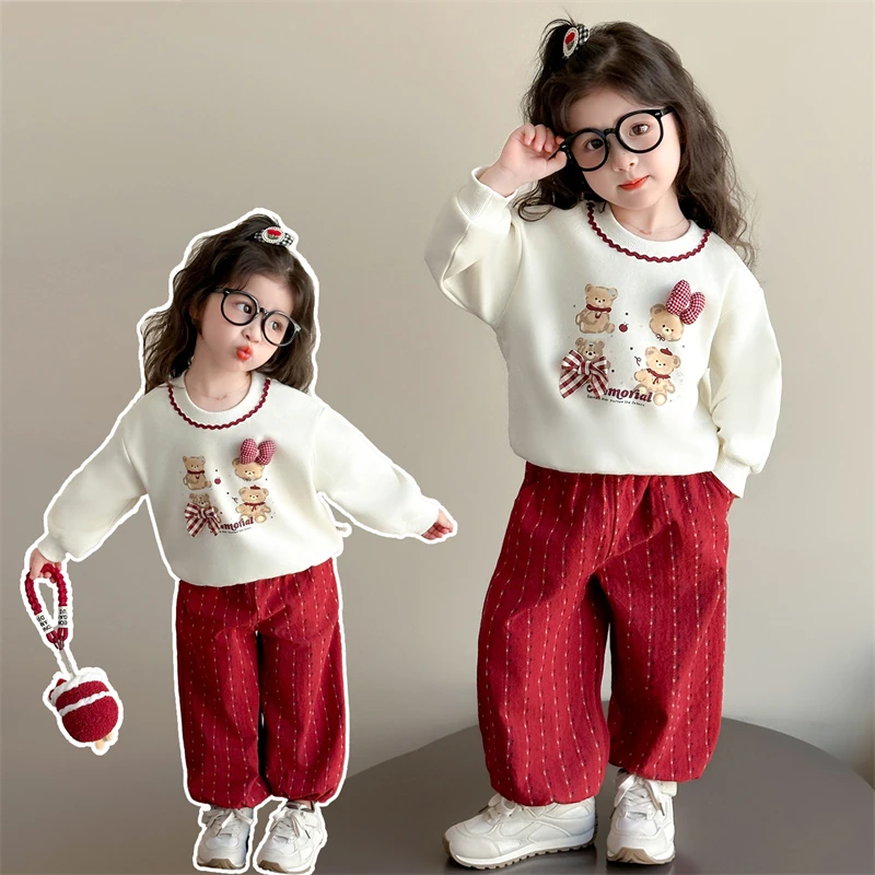 女童卡通卫衣套装洋气儿童春秋季新款女宝宝休闲运动两件套小女孩