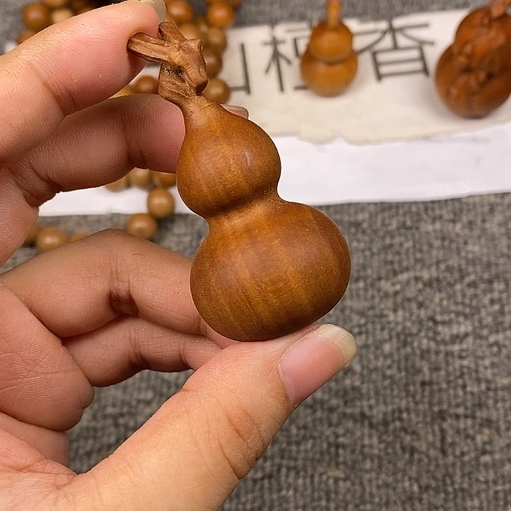 檀香木无事牌老山檀香雕刻龙头大葫芦