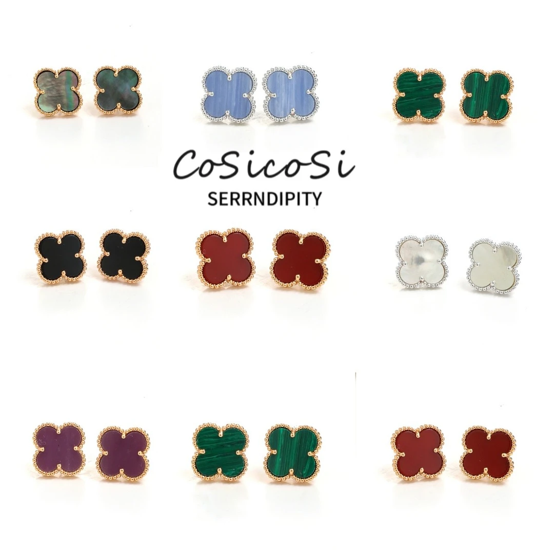 V金CNC精工 经典轻奢四叶草耳钉