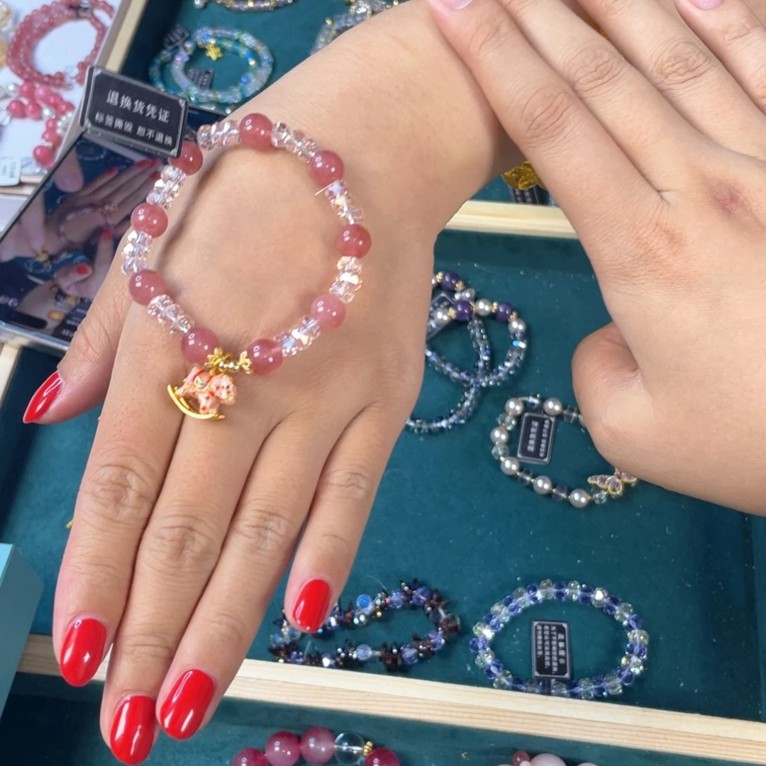 水晶手链银S925镀金镶嵌