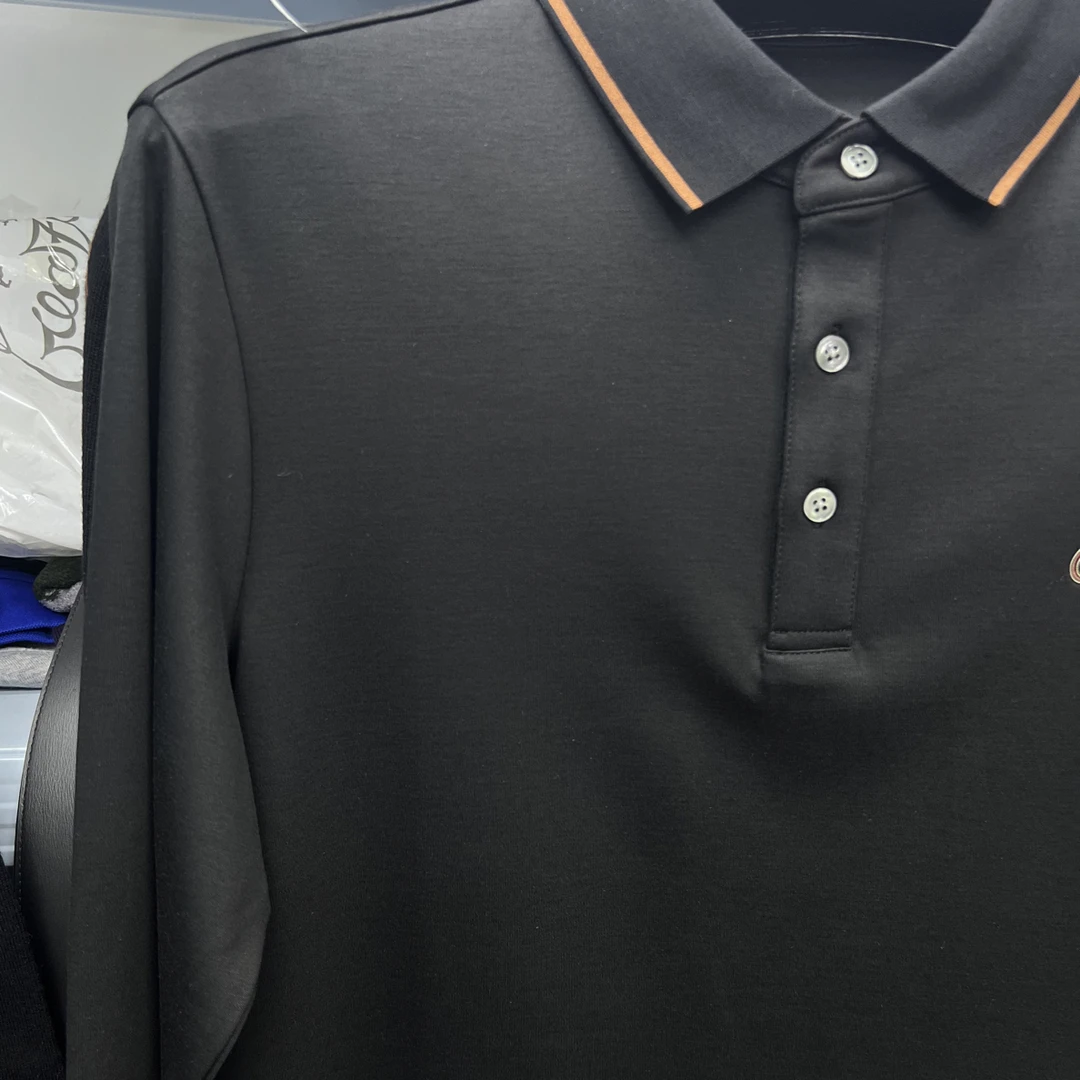 男士新款翻领长袖Polo沙