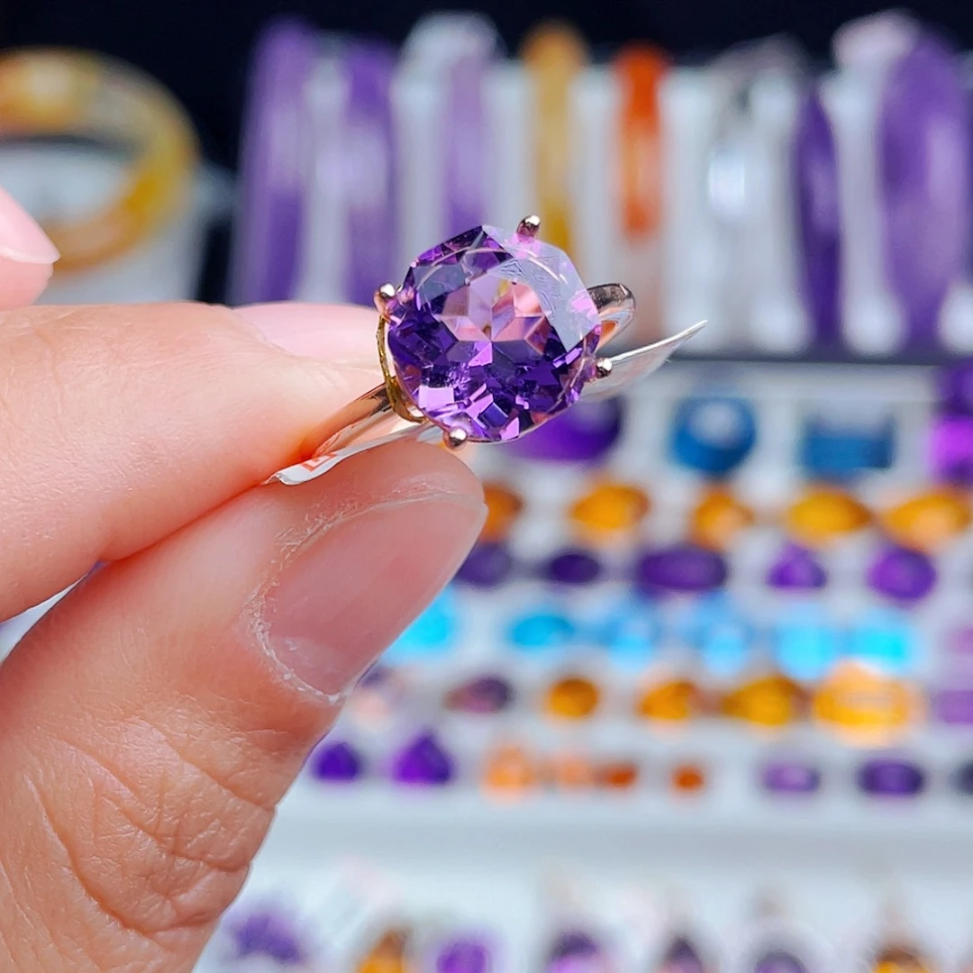 银S925镶嵌戒指紫晶天然保真