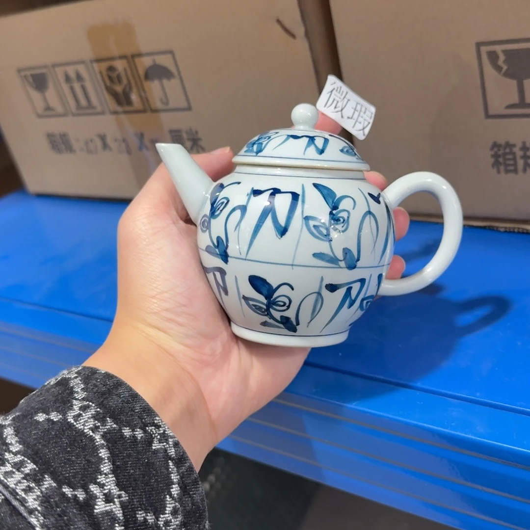 釉下手绘茶具微瑕