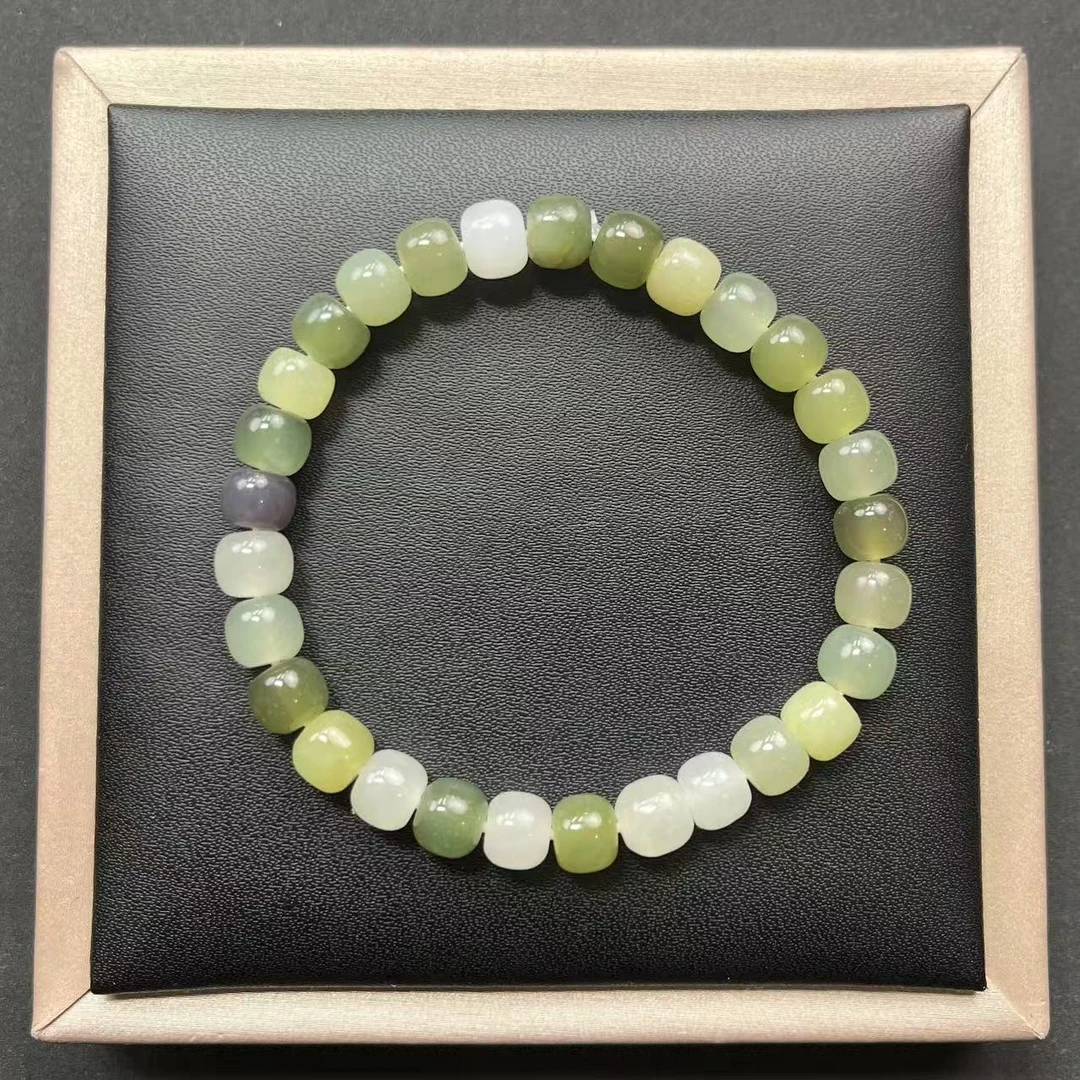 新疆和田玉多宝手串卡7mm 素圈 老型 单圈 时尚 玉手串 精美 礼物