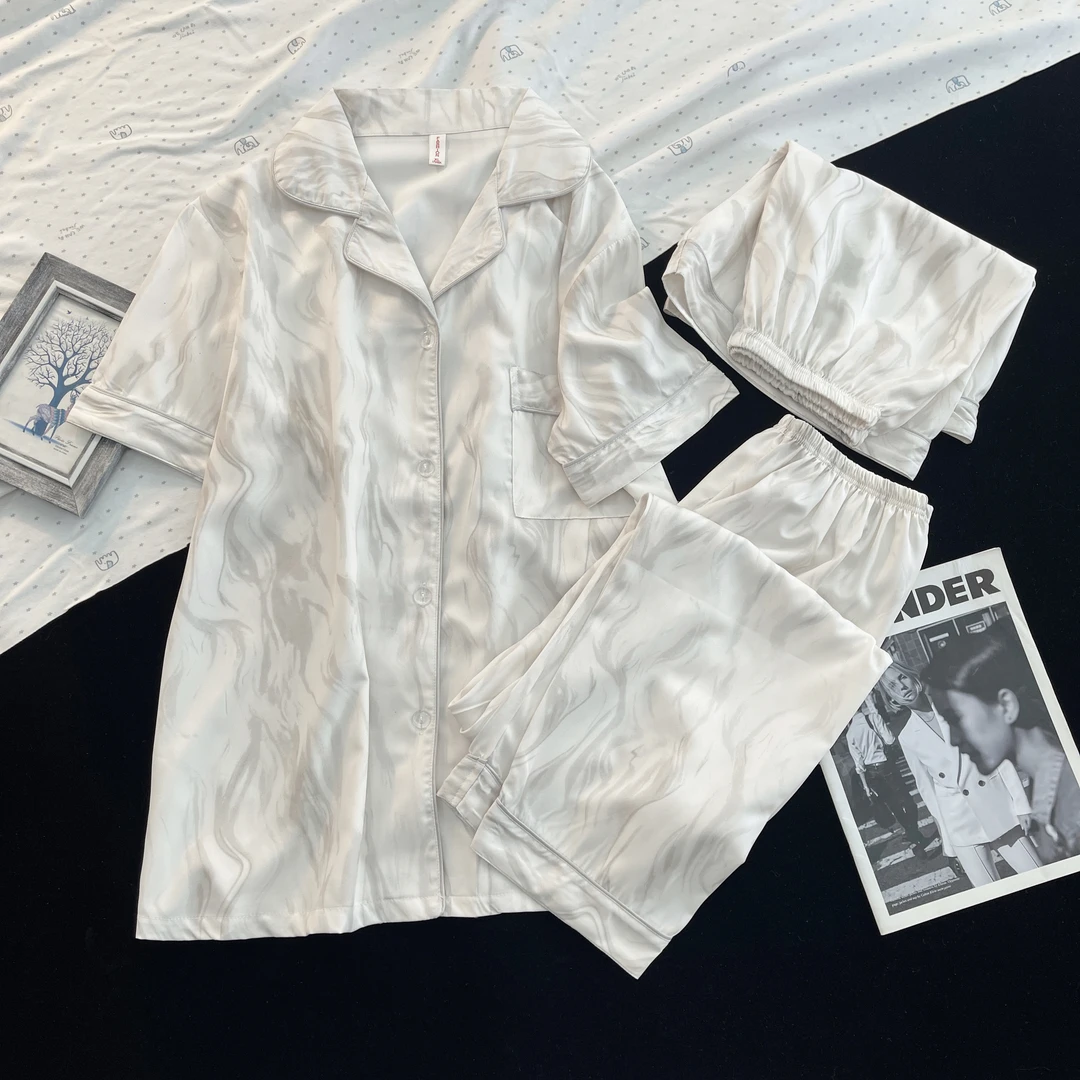 睡衣女套装夏季短袖休闲透气薄款宽松家居服WBN08