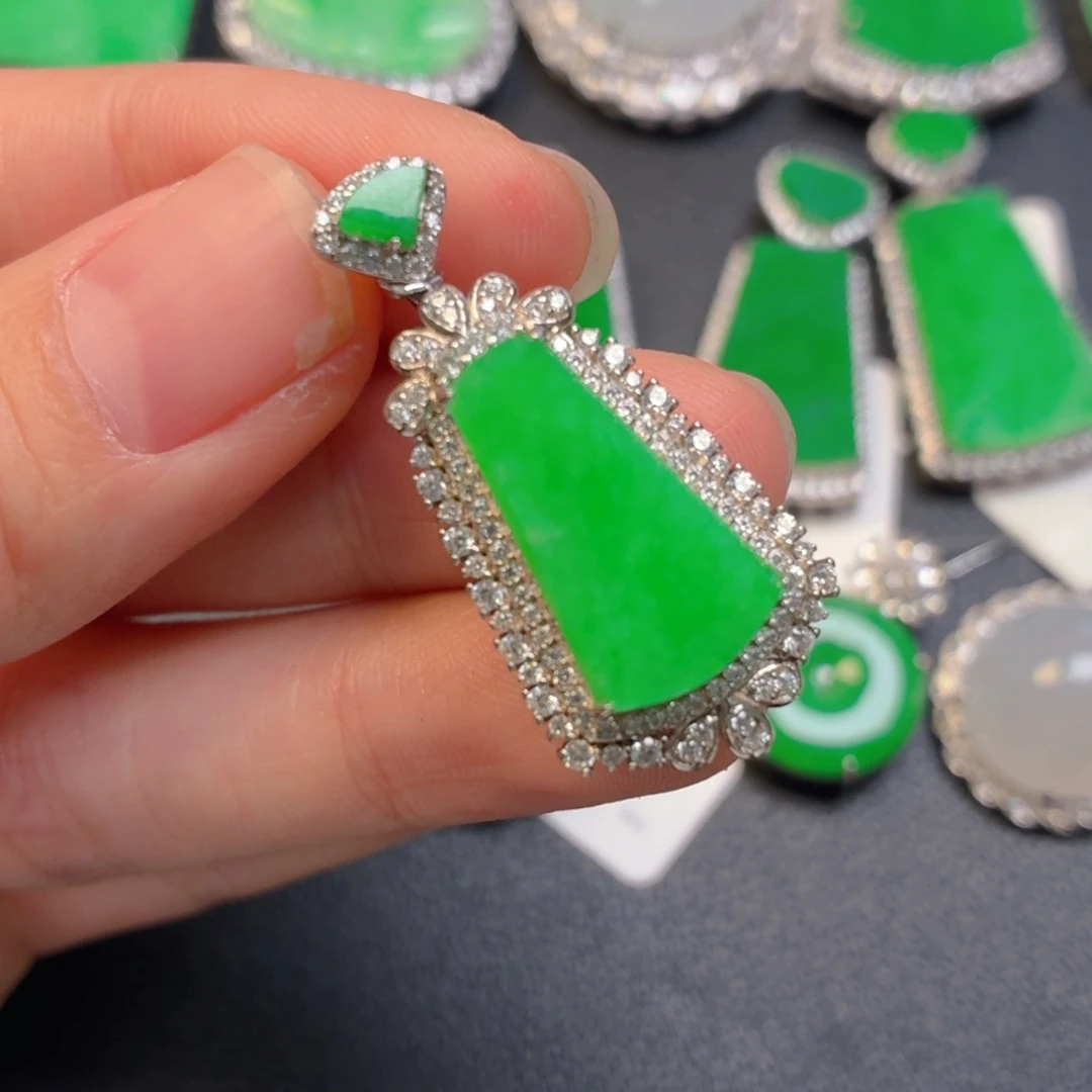 翡翠银S925镶嵌吊坠(不含链)