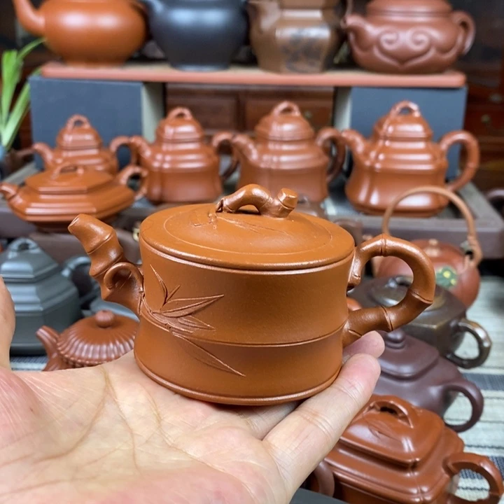 茶壶紫砂竹段130cc原矿赵庄朱泥双十一特价