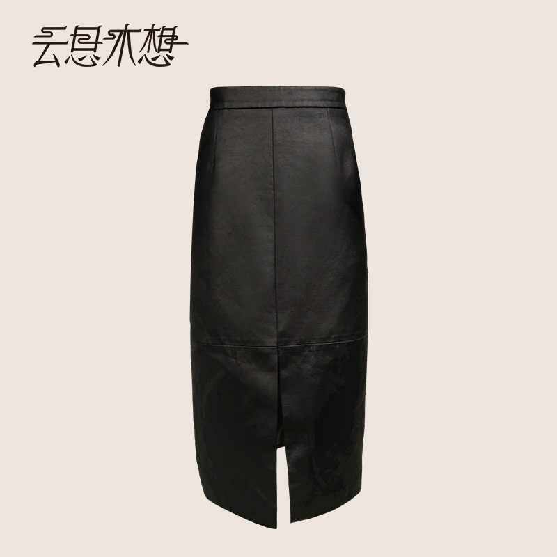 Ysimo-X云思木想 萧萧风飒 裙摆开叉后幅拉链直筒包臀半身裙12828