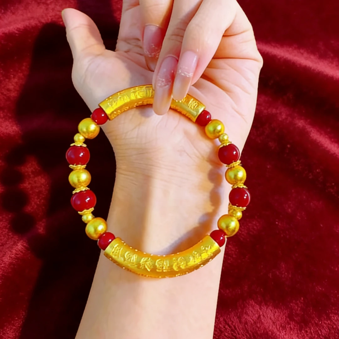 合金手链 【百福弯管】古法简约百搭男女款经典时尚手链饰品传承