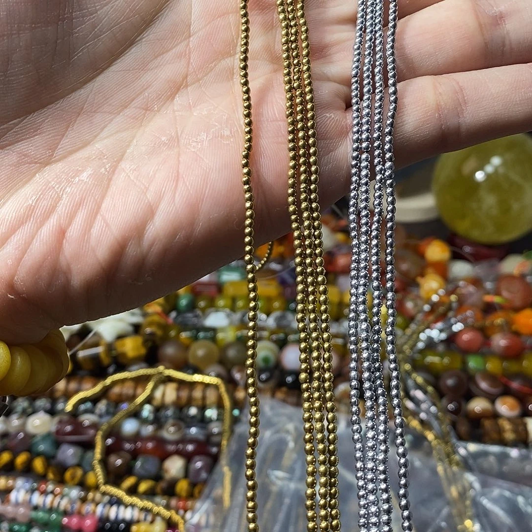 石英质玉未镶嵌，2条黑胆石隔珠2mm，备注颜色，