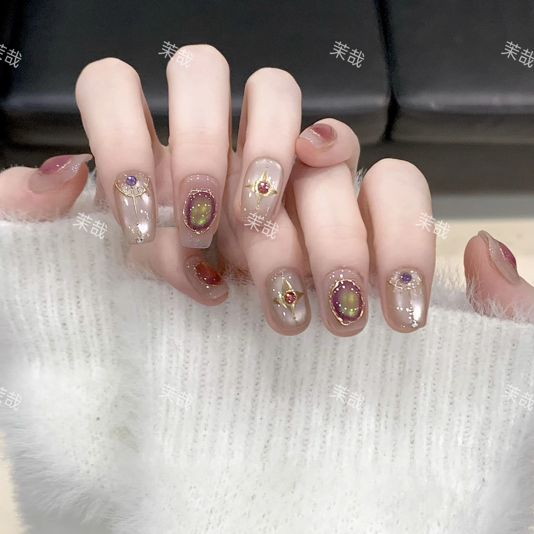 茉哉现货【宙斯】纯手工定制美甲拆卸穿戴甲A4138