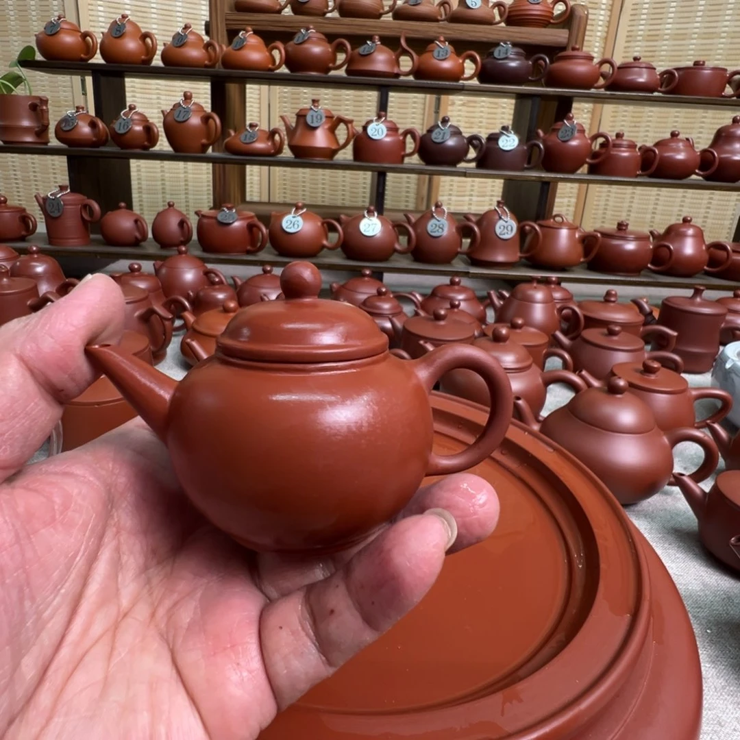 *****茶壶紫砂潮州手拉朱泥壶，微瑕不退换