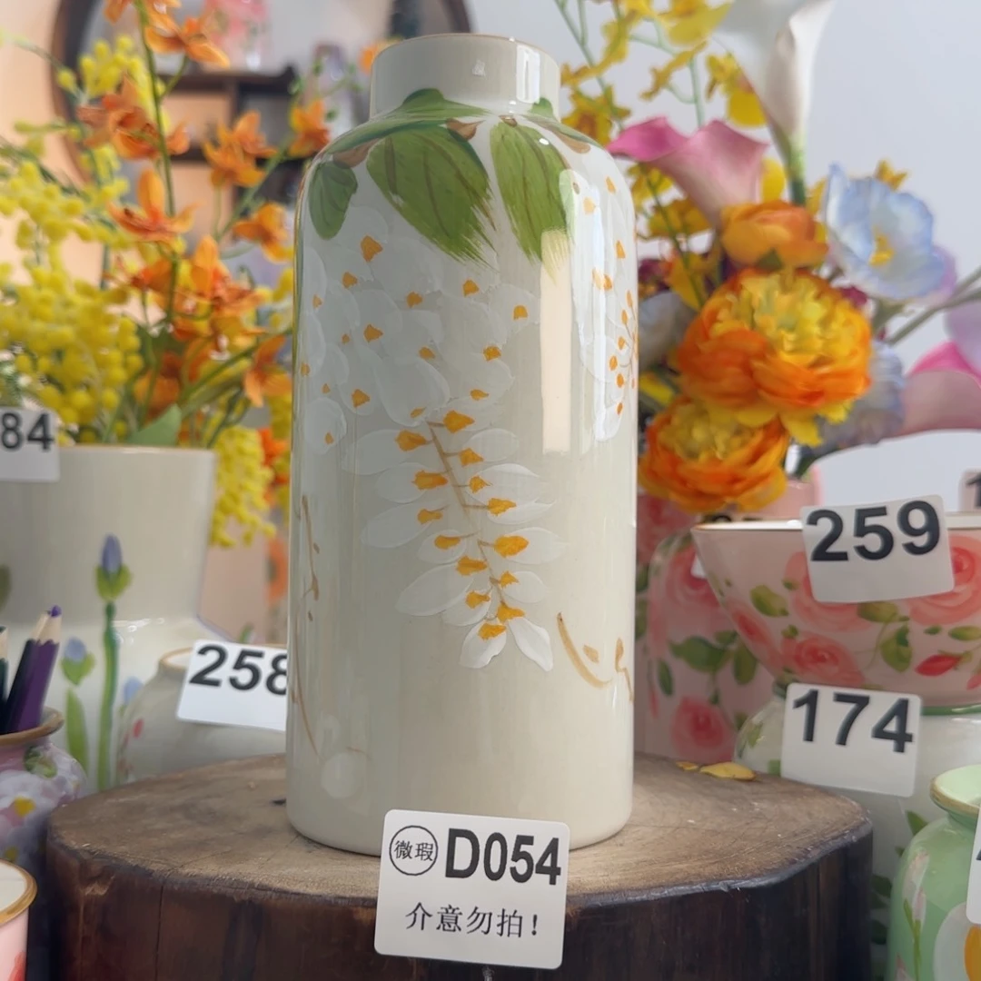 摆件景德镇手绘陶瓷花瓶摆件无孔