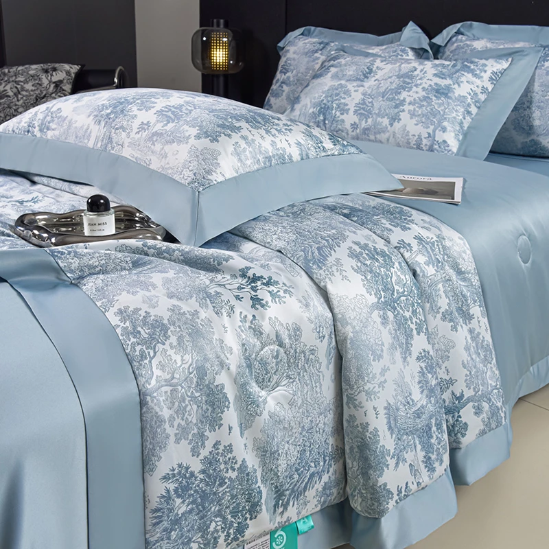 夏季凉感冰丝夏被轻奢夏凉被丝滑可机洗空调被凉爽家用四件套床品