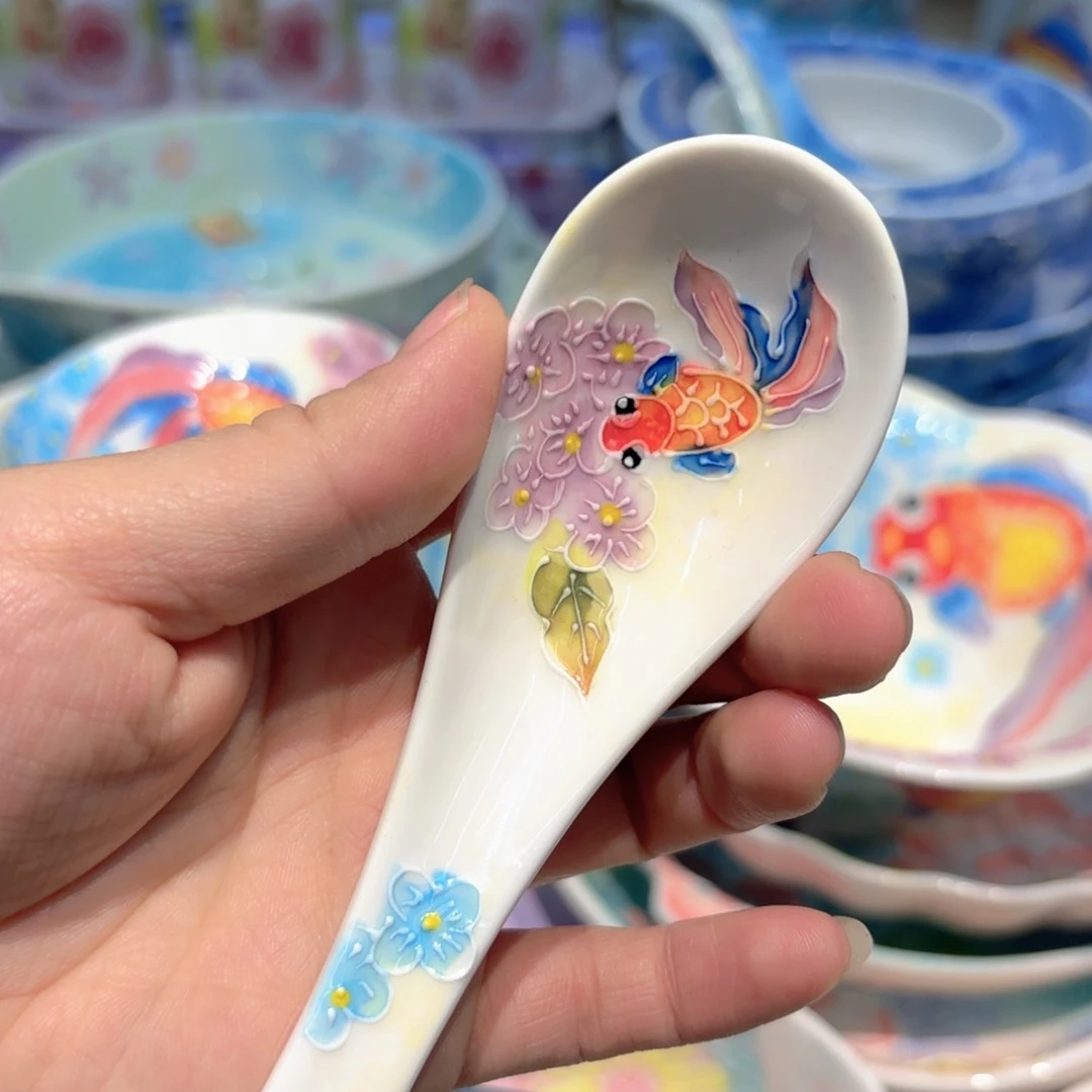 有***闲鱼跃锦簇汤勺濑户烧6只