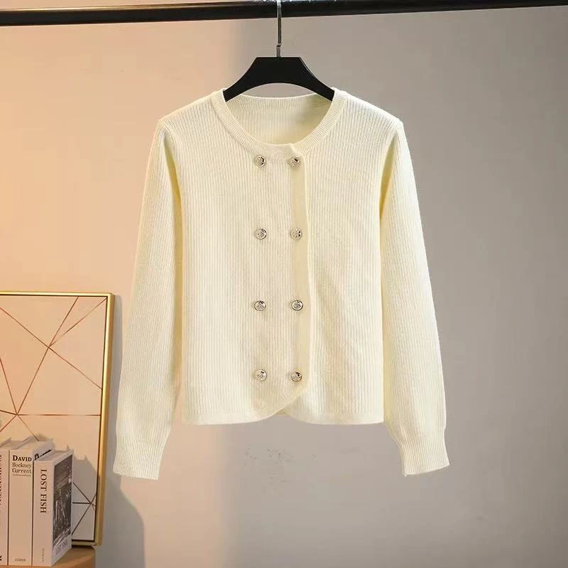 韩版秋冬季双排扣小香风针织开衫女高级感时尚百搭针织衫
