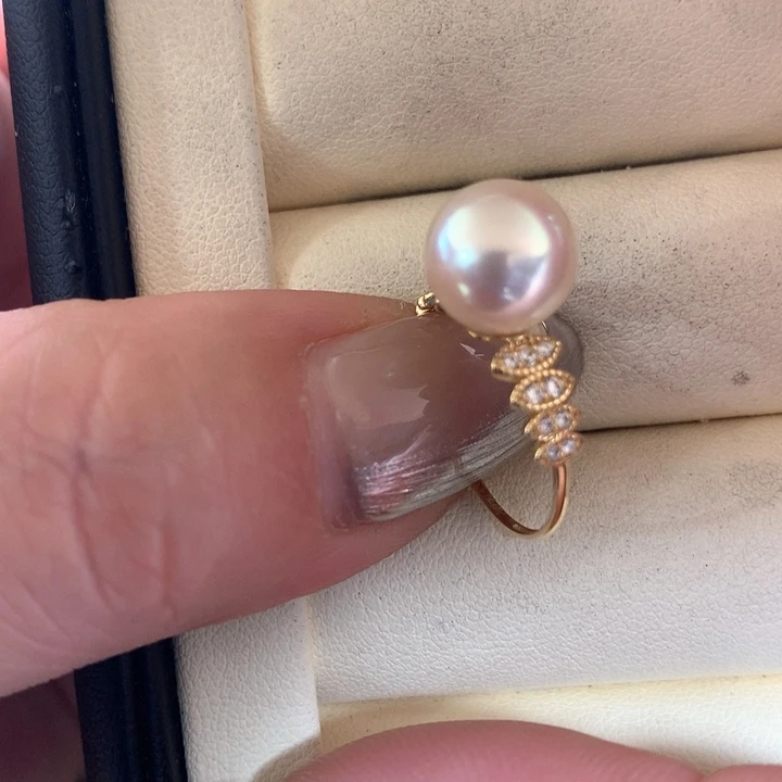 18K金镶嵌戒指海水珍珠