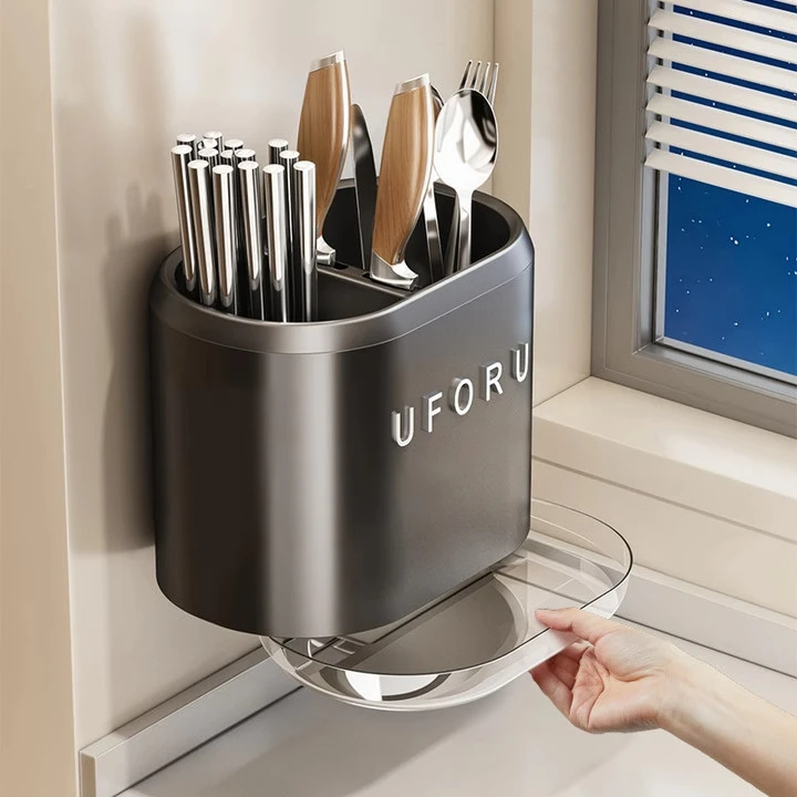 子收纳盒厨房家用台面高档新款筷子筒壁挂式刀架筷筒一体收纳架11