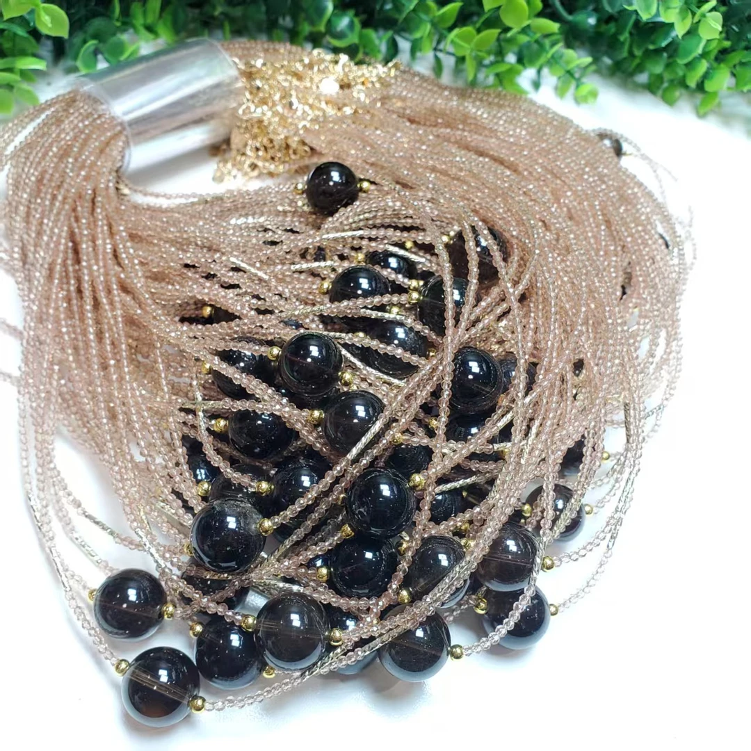 N468【赵小姐】时尚百搭茶晶项链多样式发其一