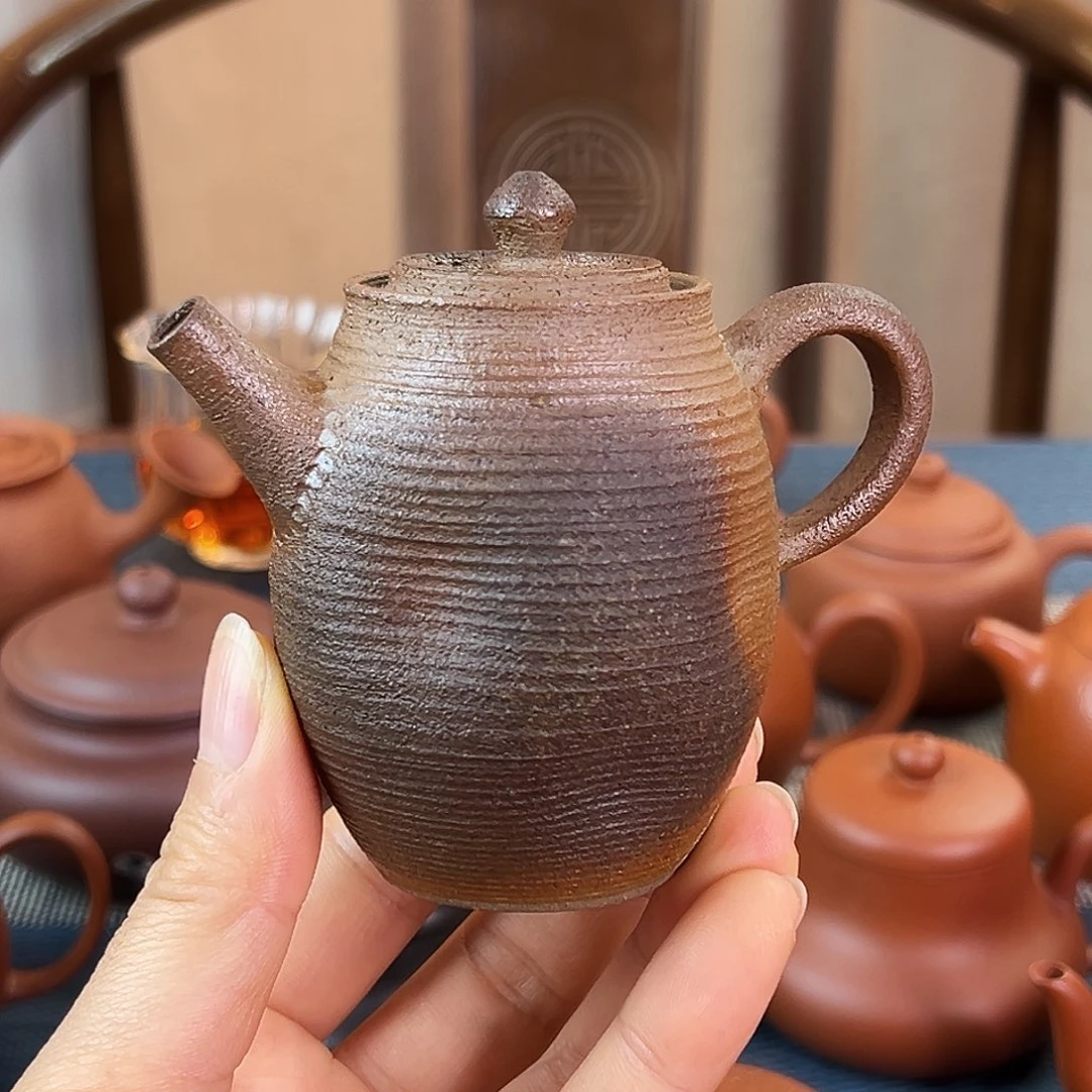 茶壶紫砂精品原矿 橄榄壶 柴烧 全手工艺 125cc