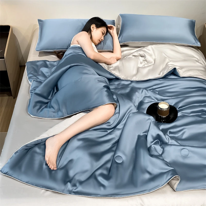 高端莱赛尔天丝纯色夏被舒适透气