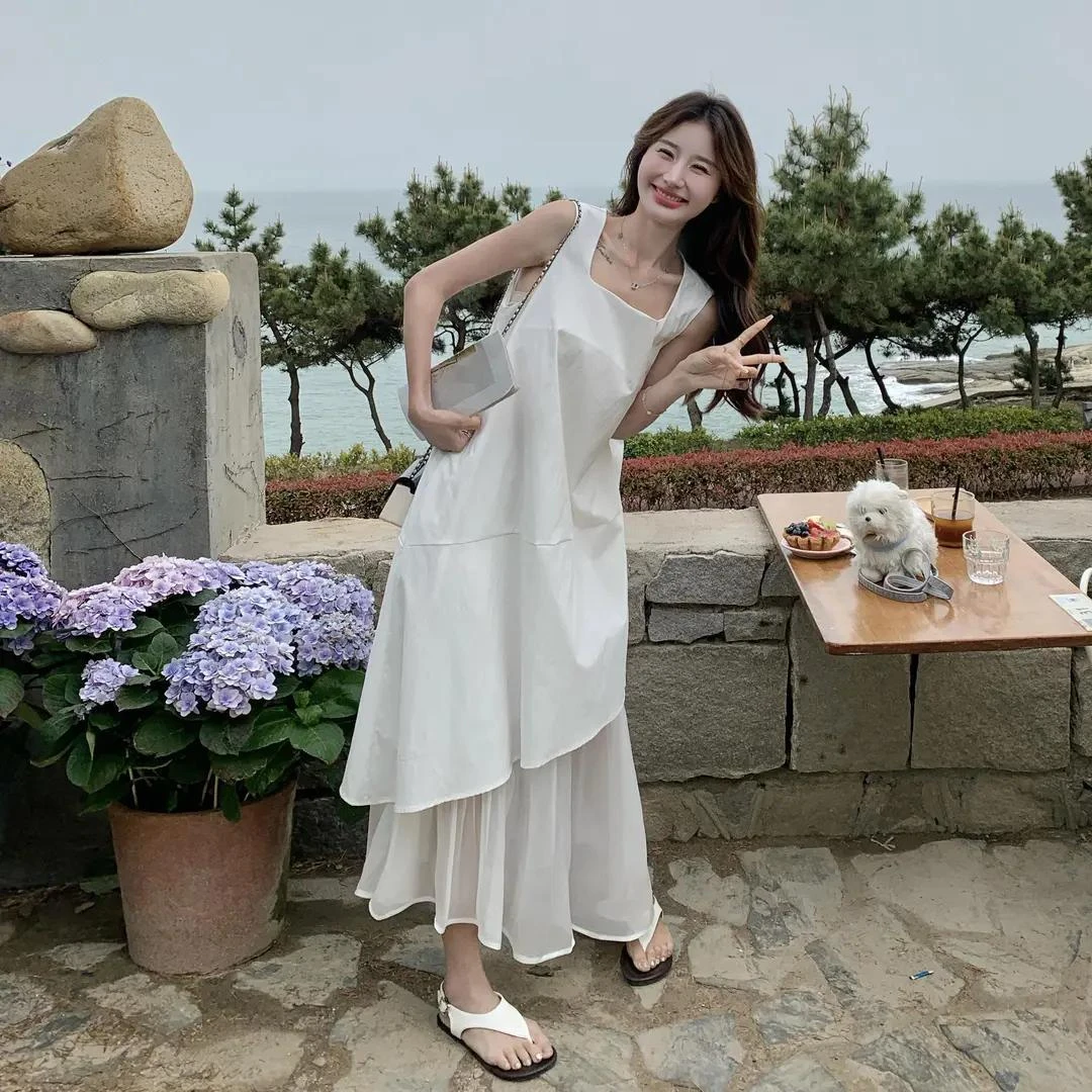 出游服装女 设计感不规则背心连衣裙女2025夏季新款宽松显瘦无
