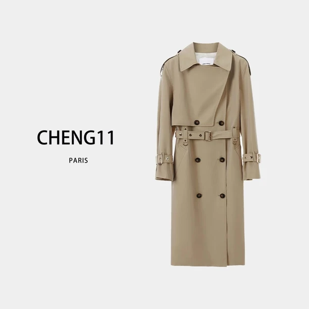 LANG Z-1147法式高级感通勤中长款复古洋气风衣外套