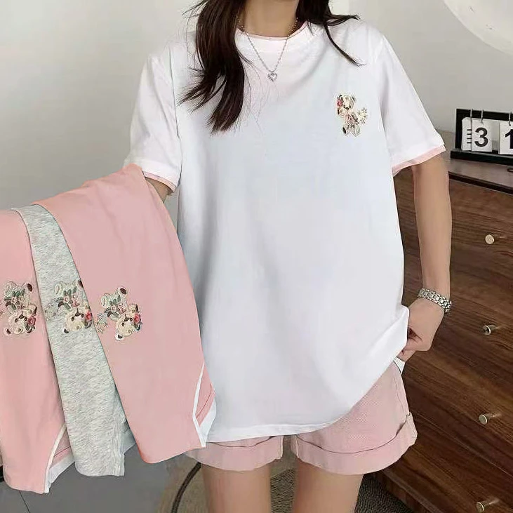 圆领渐变吸汗短袖露背T恤宽松卡通潮流ins百搭休闲SY-G6088-B25