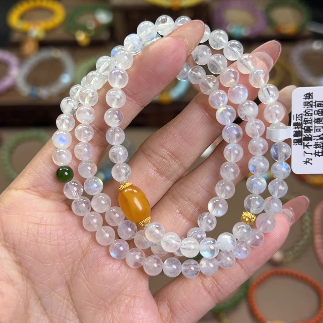 长石手链银S925镶嵌惠*三圈