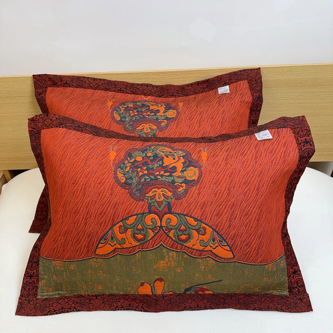 枕巾【金桂飘香红】55*80cm高端A类舒适柔软亲肤透气隔脏金离子一对