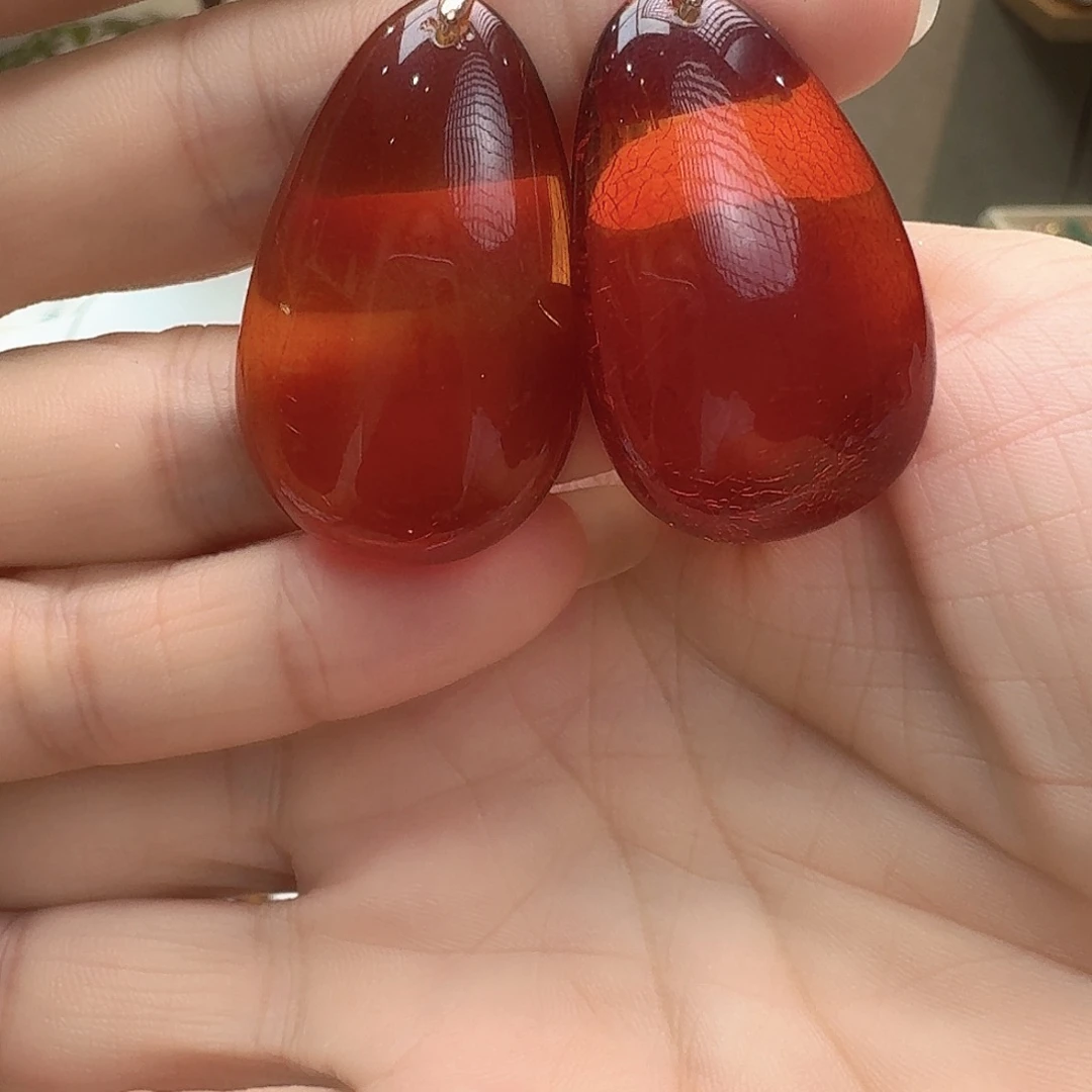 琥珀未镶嵌耳饰耳坠