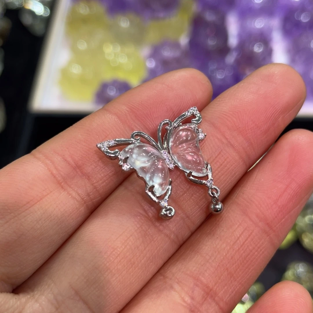 水晶蝴蝶吊坠未镶嵌水墨遇