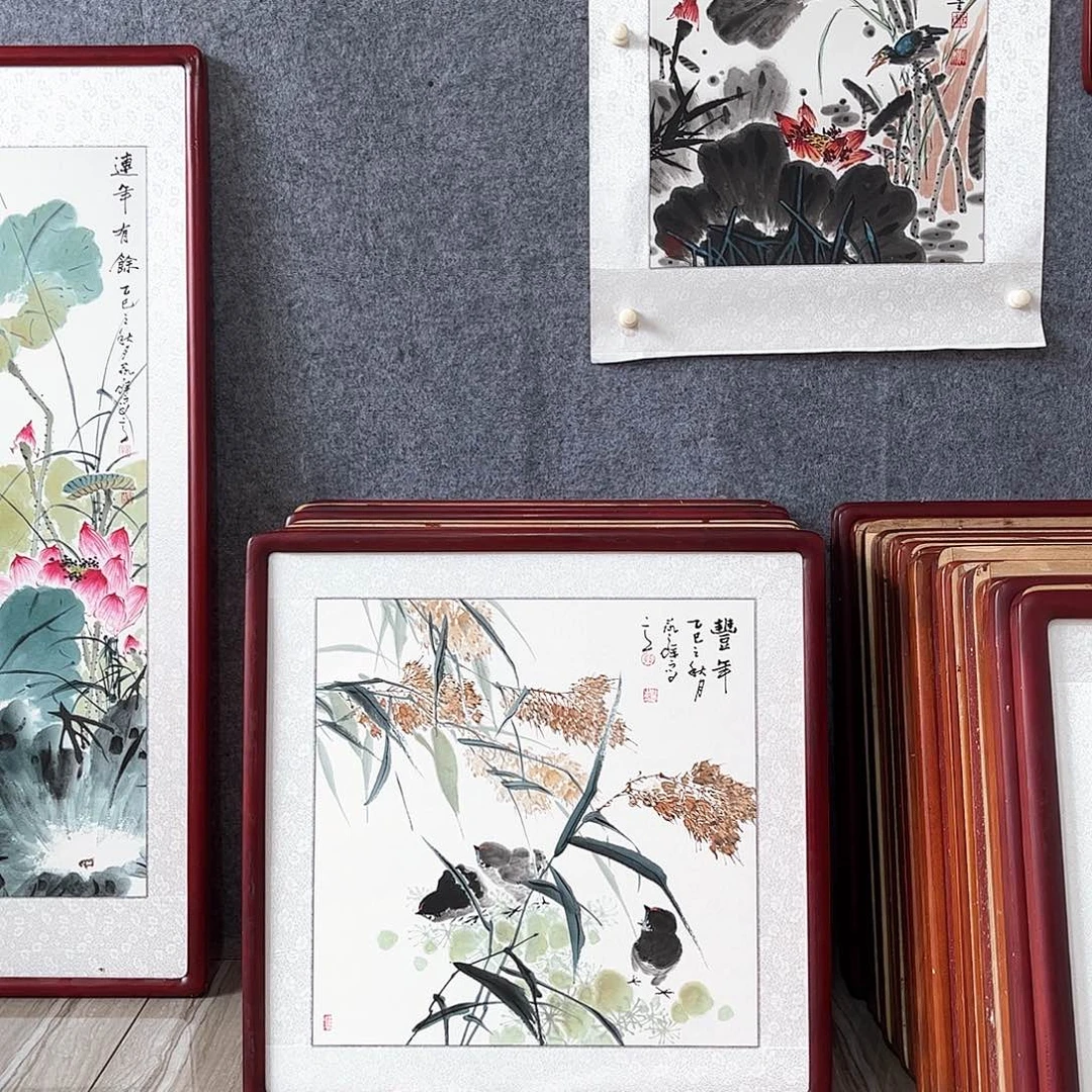 国画书画作品带框63×63