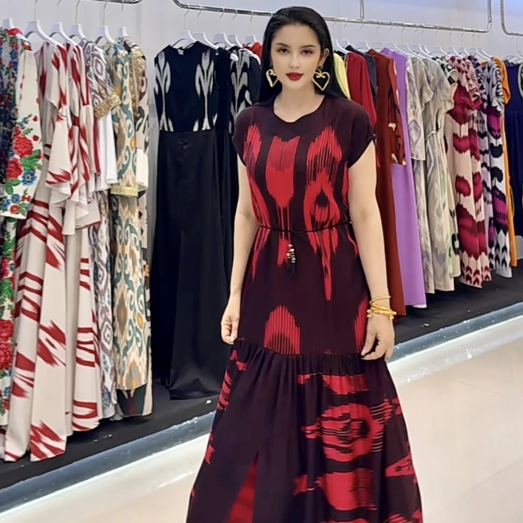 2025PAHRIM新款艾德莱斯连衣裙12（黑红）