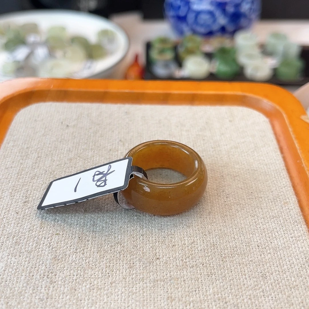 未镶嵌戒指和田玉c77 焦糖墩墩16.2